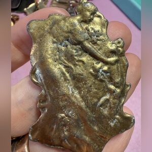 Vintage Art Nouveau Necklace Maiden with Iris